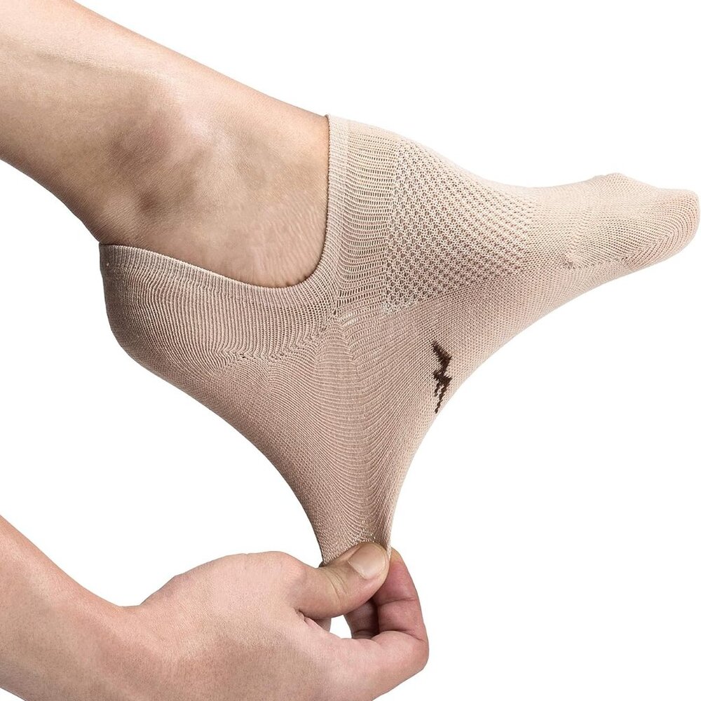 Thin No Show Socks Wide Toe Box 6 Pack Liner Unisex Size S to X-Large Cotton Foo
